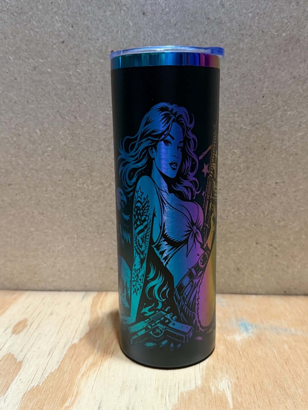New custom laser engraved color change 20oz American Flag tumbler straw gift box